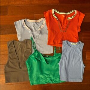 Going Out Tops! 5 tops: Zara and Urban Outfitters. Sizes: S & XS/S.